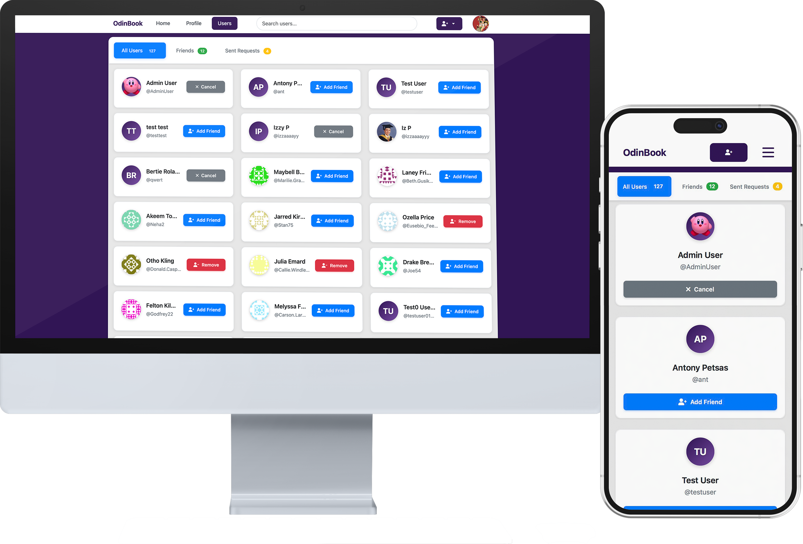 Odinbook Friends Page Screenshot
